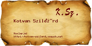 Kotvan Szilárd névjegykártya
